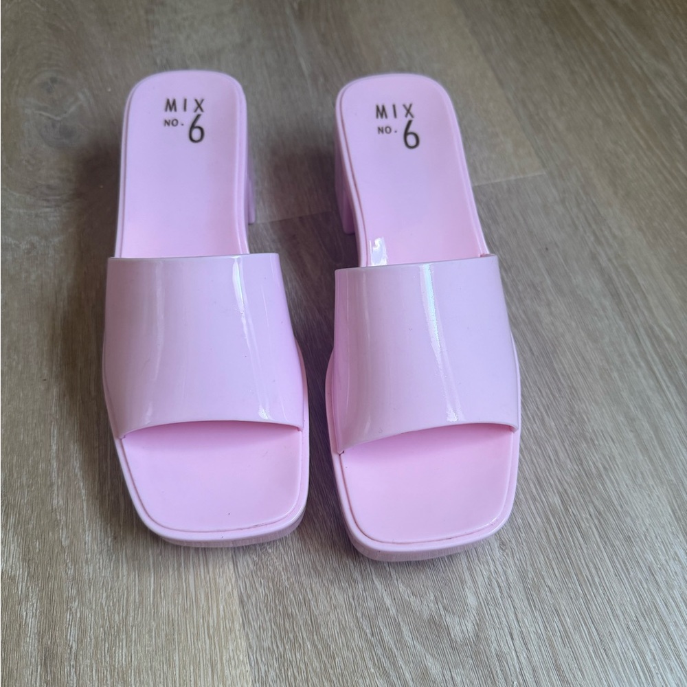 Mix No. 6 Patent Pink Slide Mules